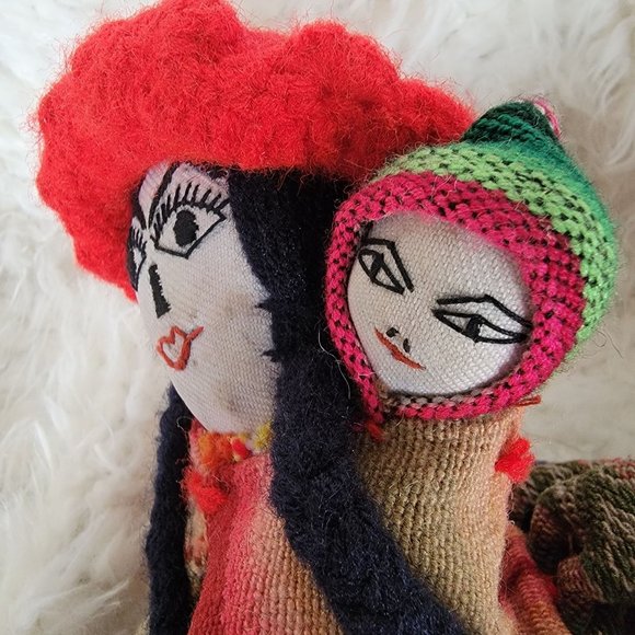 Vintage Mexican Momma and Baby Handemade Hand Sewn Rag Type Doll - Picture 5 of 5